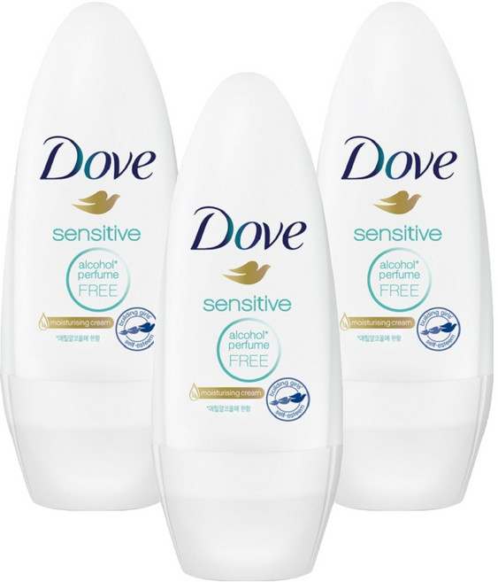 도브 센서티브 롤온 데오드란트, 40ml, 3개