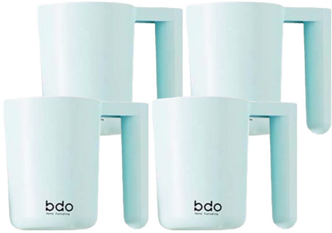 더자카 심플 원형 칫솔꽂이 양치컵, 블루, 4개