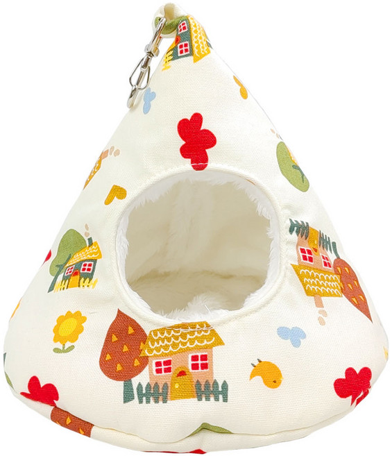 펫츠핸들러 앵무새 삼각터널 꼬깔포치 침대 은신처 KS-04, 화이트, 1개