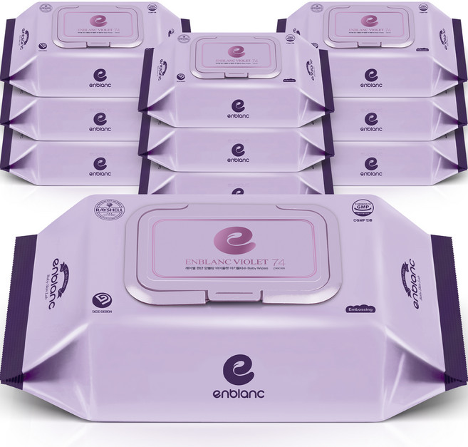 앙블랑 저자극 아기물티슈 바이올렛 캡형, 70g, 74매, 10세트