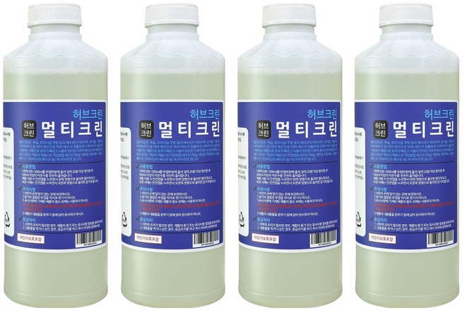 허브크린 멀티크린 배수구 하수구 유분 오물 용해 분해 막힘 해결 세정제, 1L, 4개