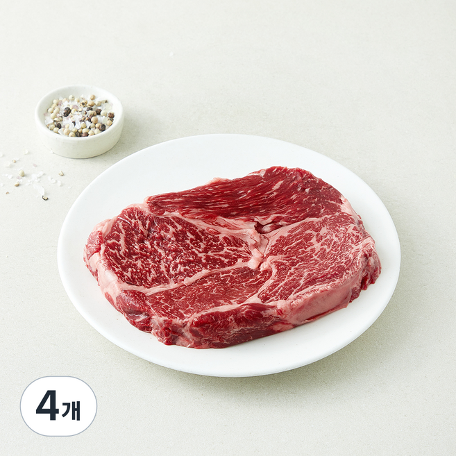 본고기 한우 등심 1++ (9) 등급 스테이크용 (냉장), 4개, 300g