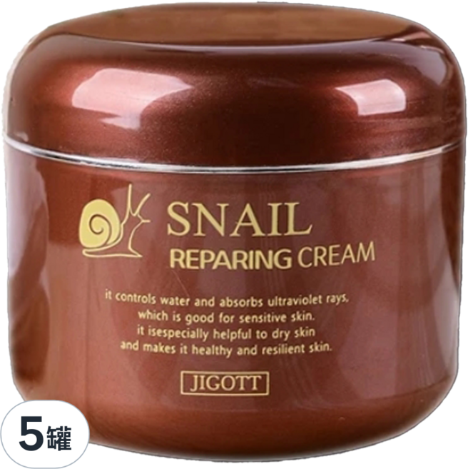 JIGOTT 蝸牛保濕修護面霜, 100g, 5罐