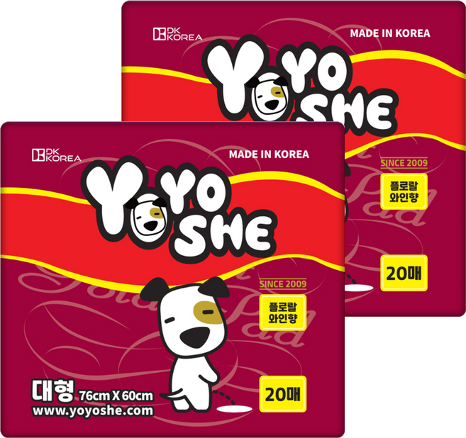 요요쉬 강아지 패드 와인 플로랄와인향, 20개입, 2개