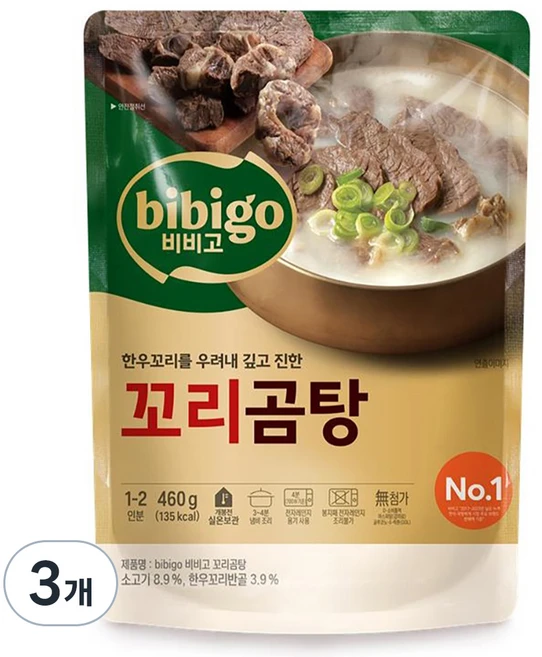 비비고 꼬리곰탕, 460g, 3개 - 쿠팡