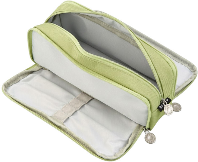 雙層大容量馬卡龍色筆袋, 綠色, 1個