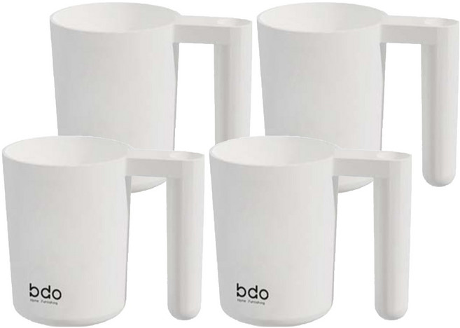 더자카 심플 원형 칫솔꽂이 양치컵, 화이트, 4개