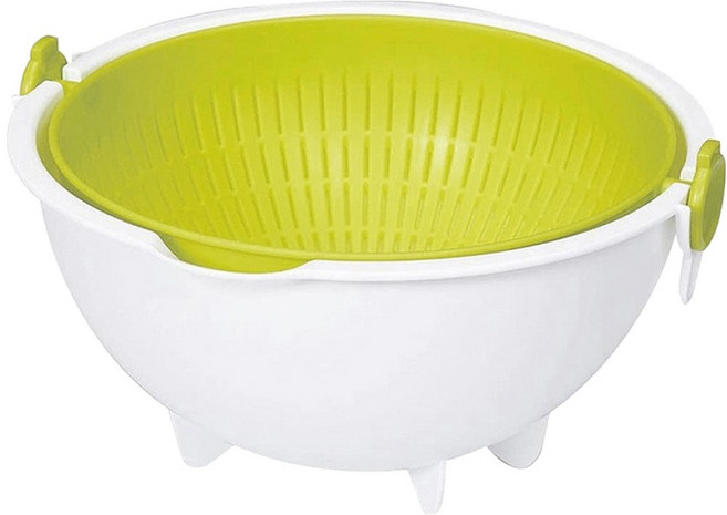 KOKUBO 小久保 旋轉瀝水籃 單手翻轉輕鬆瀝水 籃子可180°旋轉 Made in Japan, 綠色, 1個