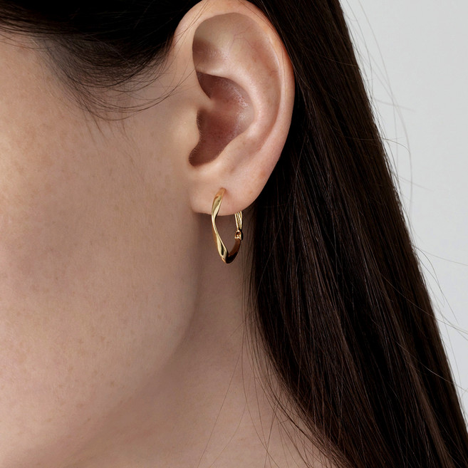SEMI JEWELRY 女性用 18K GP 時尚波浪耳環