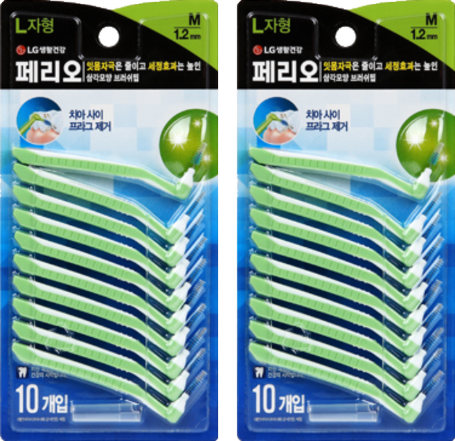 페리오 L자형 치간칫솔 M, 1.2mm, 10개입, 2개
