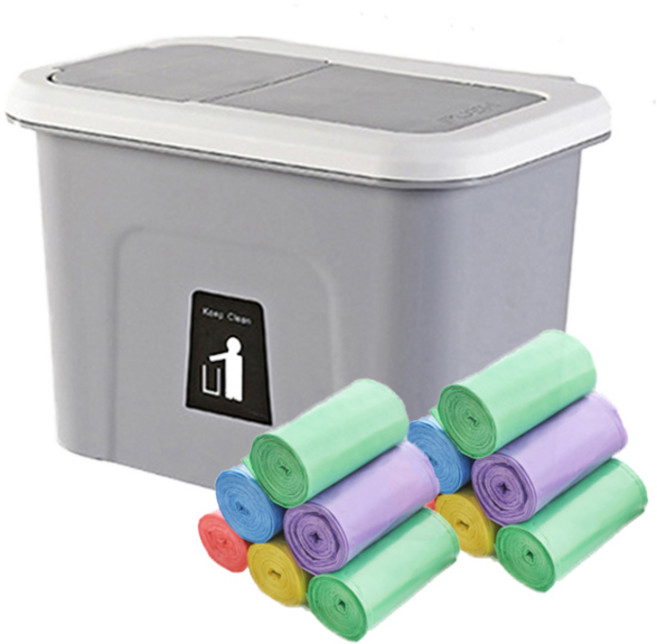 아울리빙 싱크대걸이 휴지통+음식물쓰레기 전용 비닐봉투 200장, 그레이(휴지통), 랜덤발송(비닐봉투), 1개