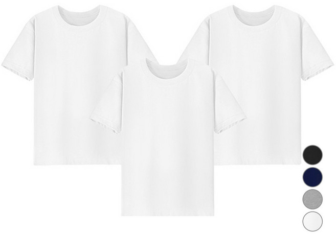 어반티 남여공용 통기성 무지 면 30수 라운드 반팔 티셔츠 3장 세트