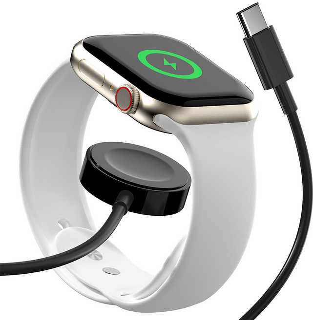 구스페리 애플워치 호환 무선 충전기 C타입 PD 충전케이블 충전독, 블랙, 1개