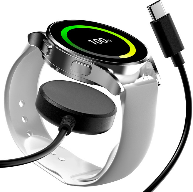 구스페리 삼성 갤럭시워치 호환 무선 충전기 C타입 충전케이블 충전독, 블랙, 1개
