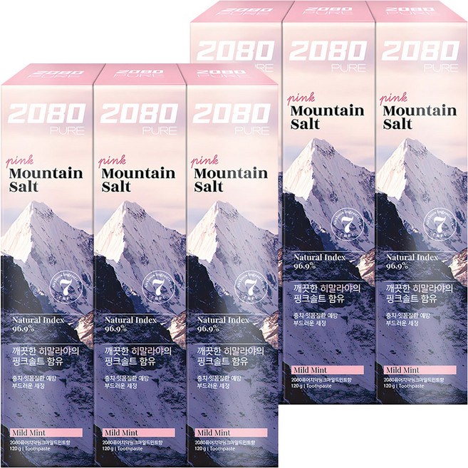 2080 퓨어치약 핑크마일드민트향, 120g, 6개