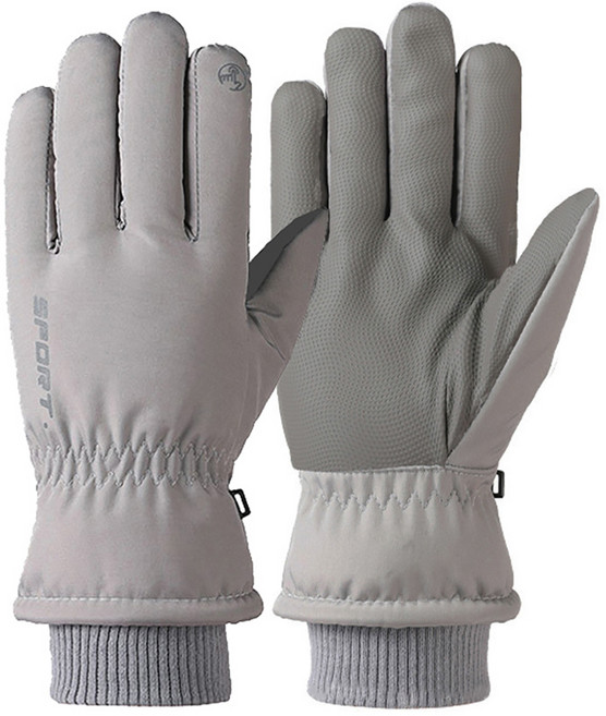 씨티컴퍼니 방한 방수 스마트터치 기모 스키장갑, 그레이, 1개