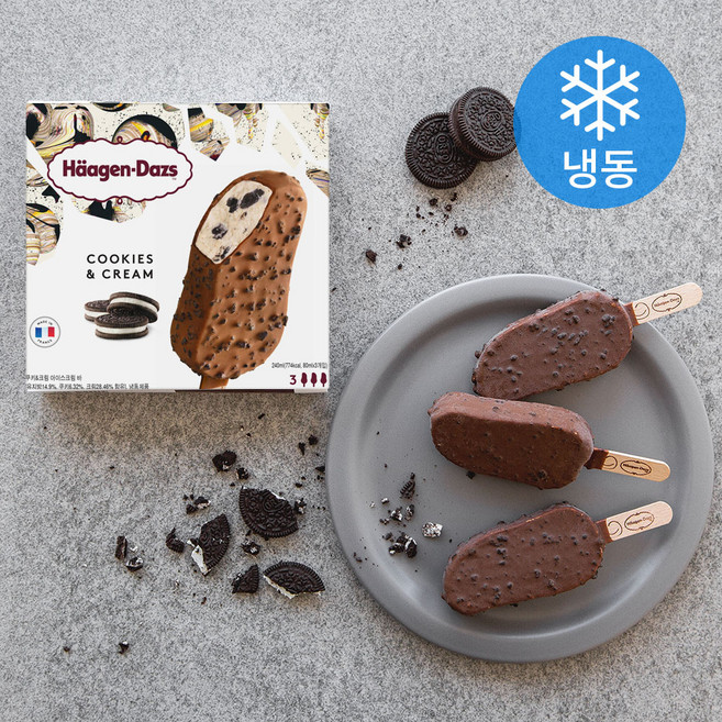 하겐다즈 쿠키앤크림 아이스크림바 (냉동), 80ml, 3개입, 1개