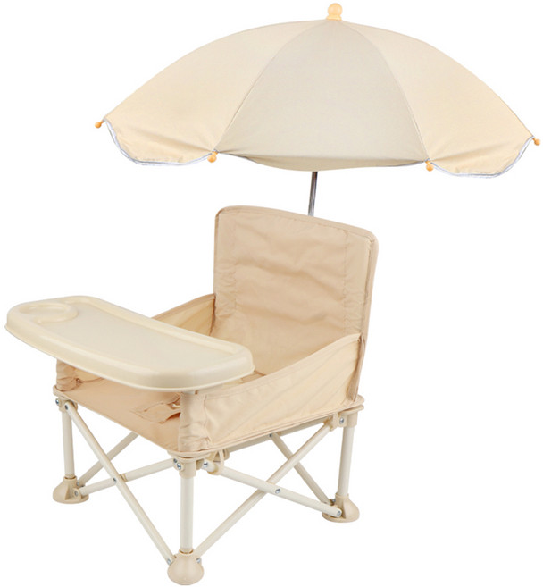 브리즈문 유아 부스터 캠핑 의자 중형 + 파라솔, 크림 베이지, 1세트