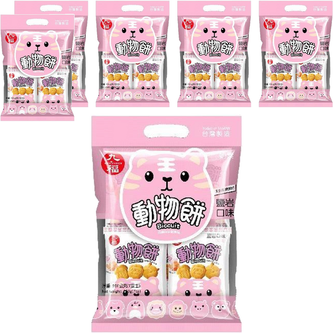 九福 動物造型餅乾 岩鹽 手提袋 8包, 200g, 6袋