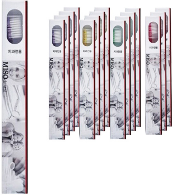 미소덴탈 성인 이중슬림모 칫솔 랜덤발송, 16개, 1개입