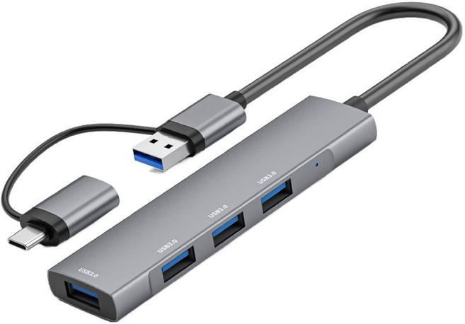 COSY 4埠 Powell 雙連接埠 Type-C / Type-A 3.0 USB 集線器 UH2172CA, 灰色, 1個