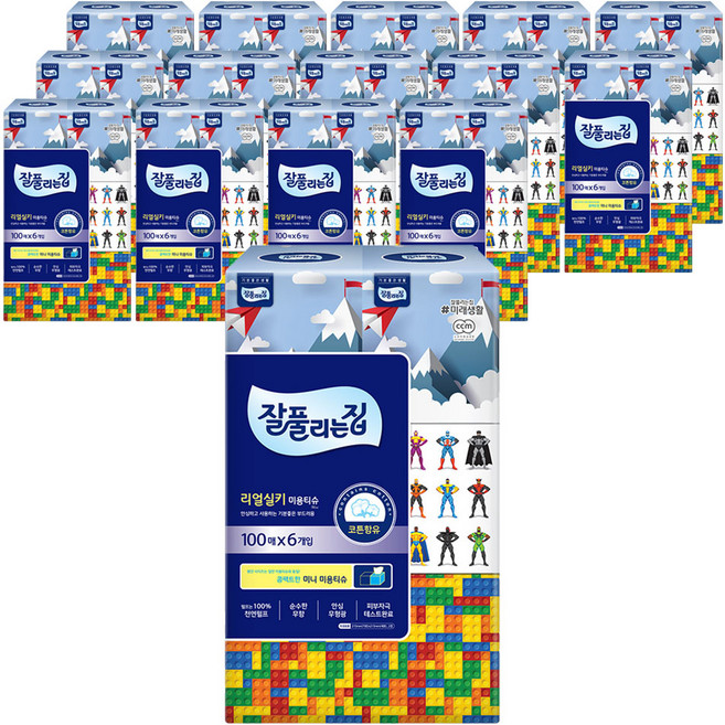 잘풀리는집 천연펄프 미용티슈 2겹, 100매, 90개