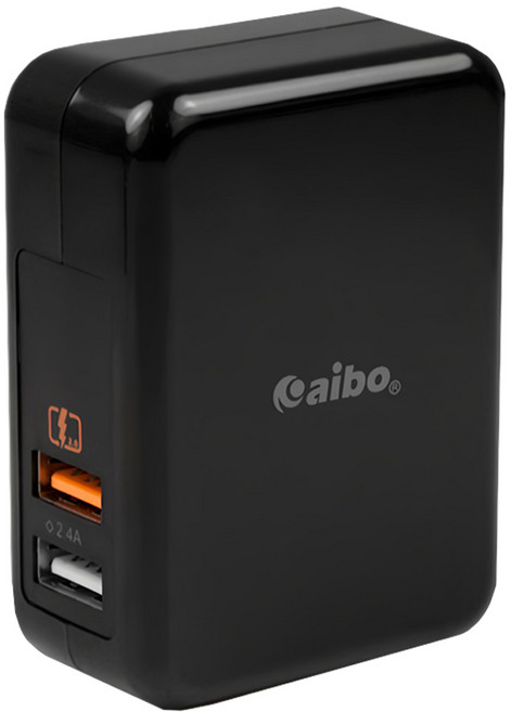 aibo Dual Port Wall Adapter 充電器 Quick Charge 2.0 智能 AC100V-240V 黑色