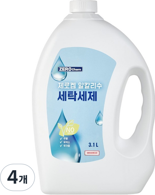 제로켐 알칼리수 세탁세제, 3.1L, 4개