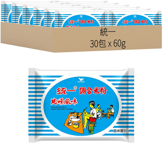 統一 調合米粉 肉燥風味, 60g, 30包