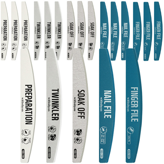 위드샨 반영구 앤 세척가능 네일파일 5종 세트, 혼합색상, 4세트