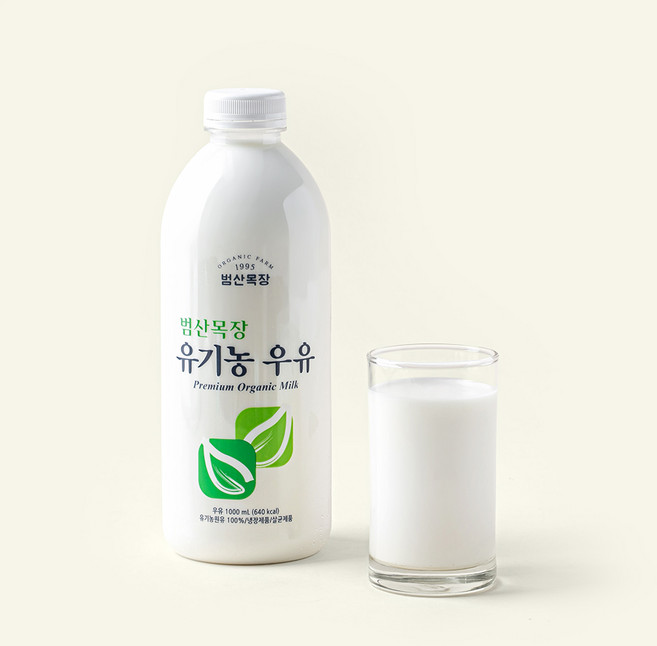 범산목장 유기가공식품인증 우유, 1L, 1개