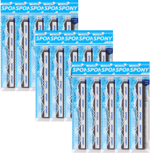 스포니 배드민턴 소프트핏 오버그립 N-1000, 블랙, 15개