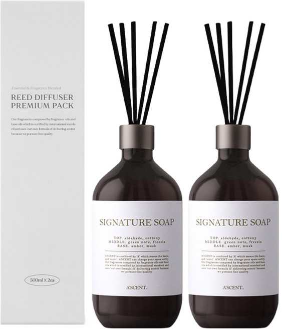 에이센트 퍼퓸드 디퓨저, 시그니처솝, 500ml, 2개