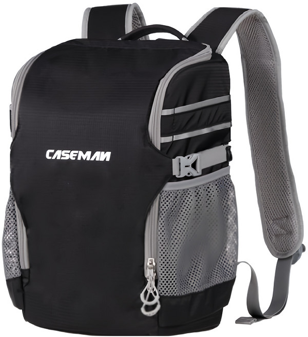 CASEMAN 卡斯曼 戶外系列 雙肩攝影背包 AWB100 堅固耐用210D尼龍 附防雨罩 1機1鏡容量, 黑色, 1個