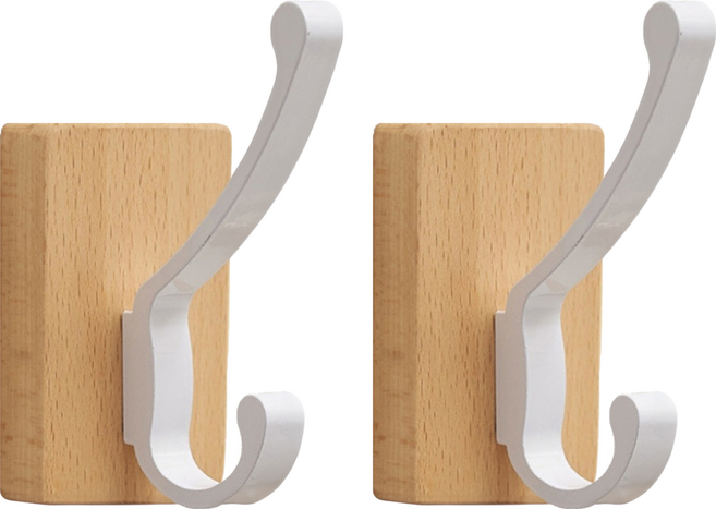 居家實木大掛鉤 LV55-42, 2個, 原木色