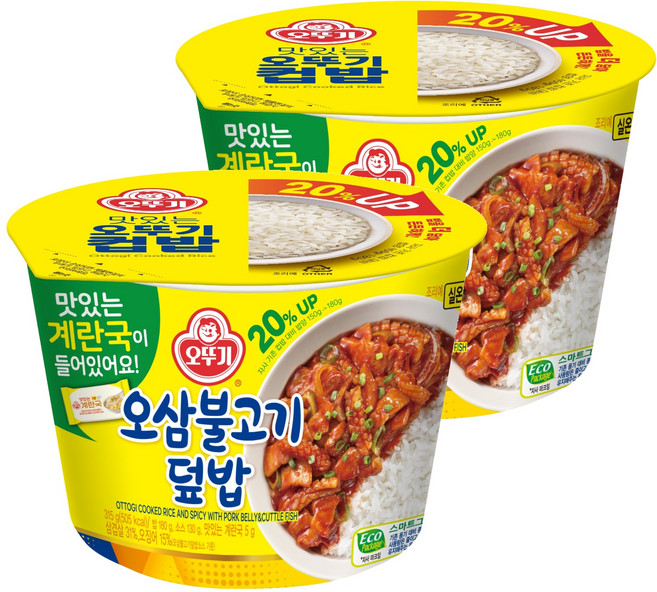 오뚜기 컵밥 오삼불고기덮밥+계란국, 315g, 2개