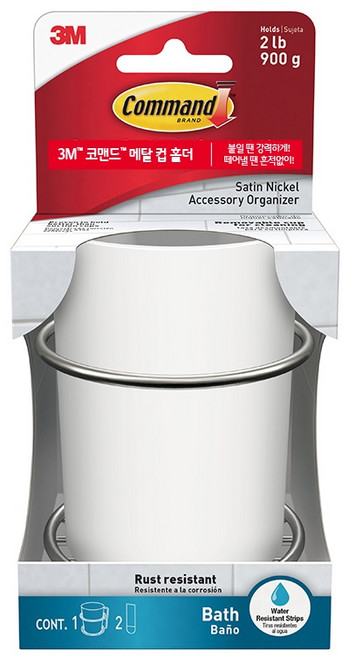 3M 코맨드 메탈 컵 홀더 BATH38-SN-ES, 1개