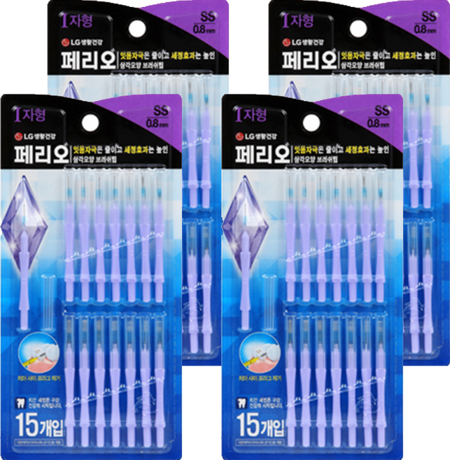페리오 치간칫솔 I자형 SS, 15개입, 4개