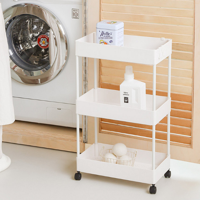 모던데일 무빙 수납선반 트롤리, 아이보리, 3단