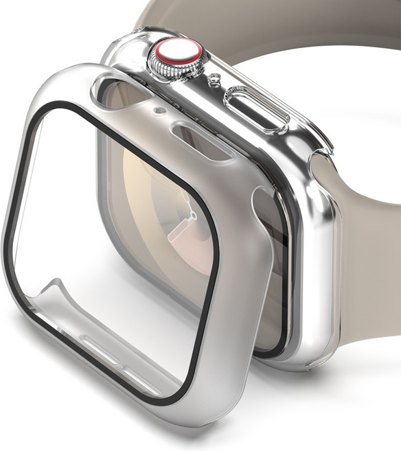 누아트 애플워치 풀커버 강화유리 하드케이스 2개입, 매트클리어, 클리어