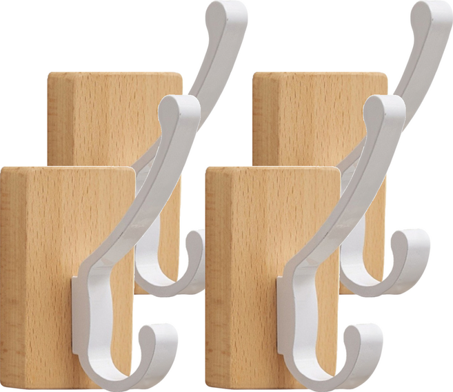 居家實木大掛鉤 LV55-42, 4個, 原木色