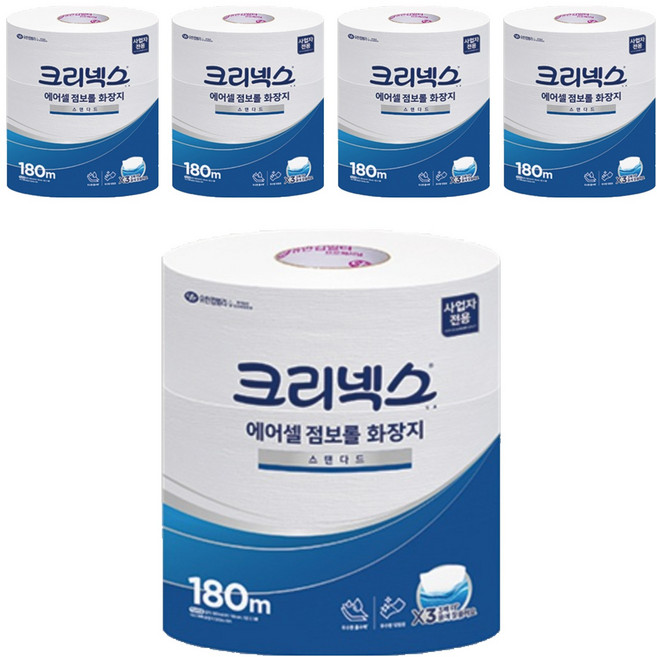 크리넥스 에어셀 1겹 점보롤 화장지, 180m, 5개, 3롤