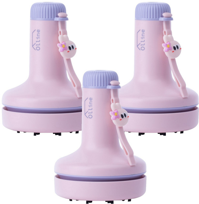 Olline 책상 지우개 충전식 C타입 청소기, 핑크, 3개