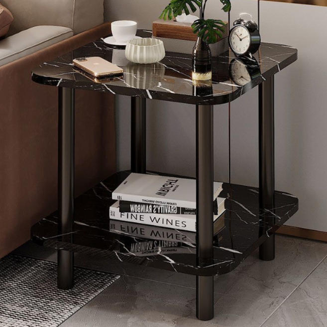 오브민 2단 협탁 사각 사이드테이블, 블랙마블