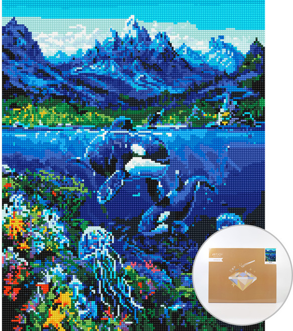 아트조이 DIY 보석 십자수 캔버스형 50 x 40 cm, 해저탐험, 1세트