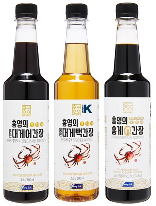 홍영의 간장 선물세트 붉은대게어 500ml + 붉은대게백 500ml + 홍게진 500ml, 1세트
