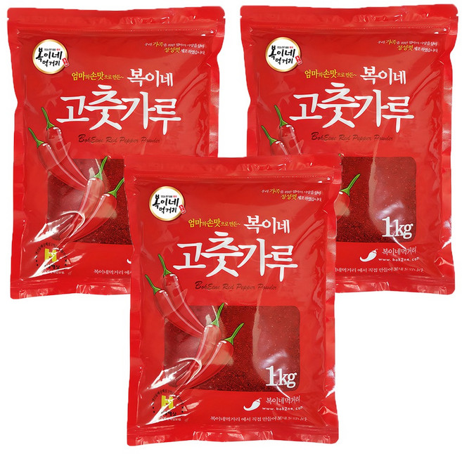 복이네먹거리 중국산 고춧가루 보통맛 김치용, 1kg, 3개