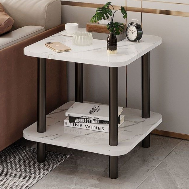 오브민 2단 협탁 사각 사이드테이블, 화이트마블
