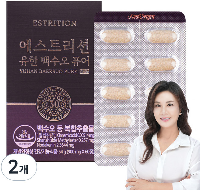 유한건강생활 에스트리션 유한 백수오 퓨어 60정, 2개, 54g