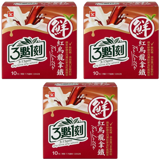 3點1刻 紅烏龍拿鐵, 22g, 10包, 3盒